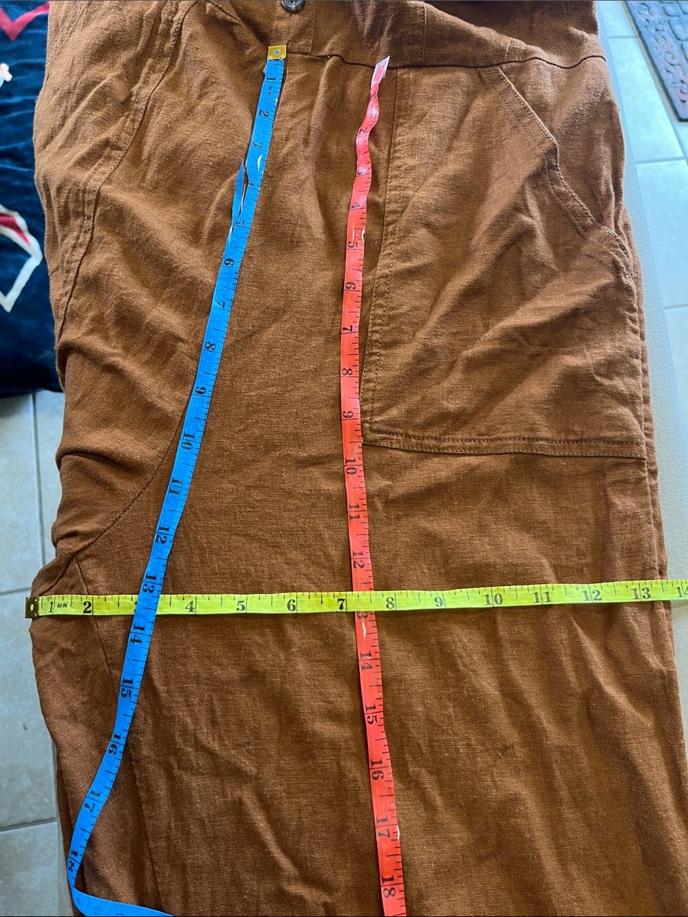 Old Navy Rust-Brown Wide-Leg Linen-Blend Jumpsuit with Buttons - Picture 14 of 16